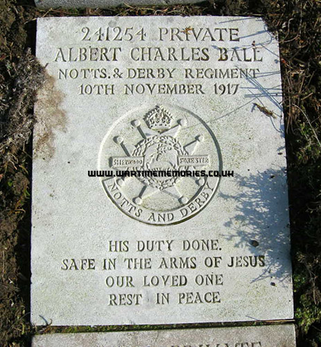 263446_Albert Charles Ball_10th Notts & Derby_his gravestone