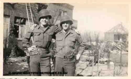Homburg, Germany, 1945. Left: S/Sgt. Bockerstette Right:  Pfc. George J. Hage