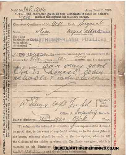 Alfred Nix Conduct Certificate 1946