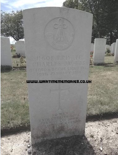 <p>Charles grave in sailly sur la leys Canadian cemetery , france