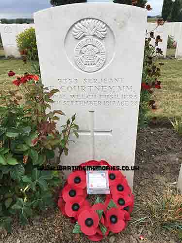 <p>Wreath laid in Tyne Cott War Cemetary, 29th July 2017