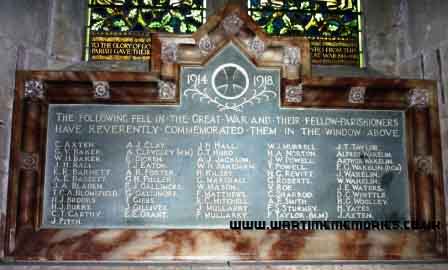 <p>War Memorail in St.Chad's Church, Lichfield, Staffs