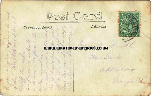 Postcard 5th of October 1914 to mother Elizabeth
