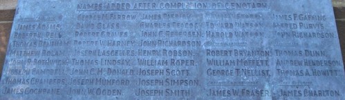 Brass plaque on the Palmer Cenotaph (west face) Jarrow