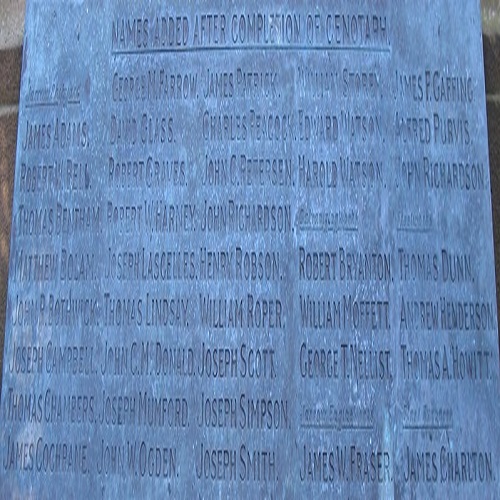 Brass plaque on west face of Palmer Cenotaph in Jarrow