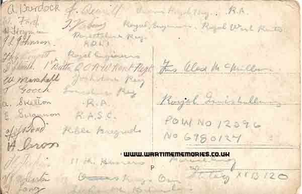 Card from Stalag XXb with names