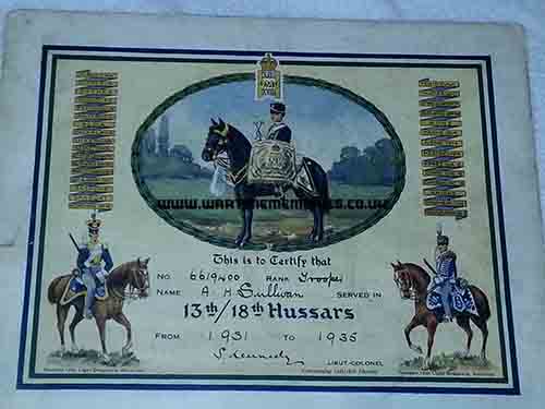 From his time in 13th/18th Hussars