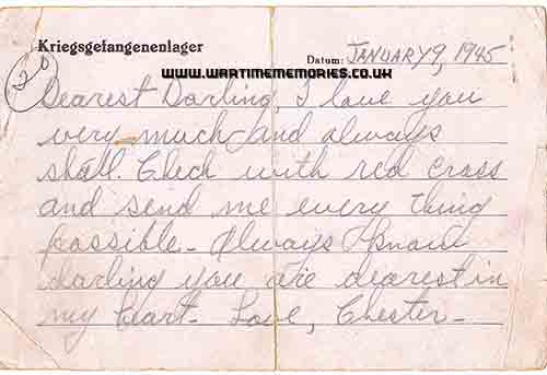 Chet's written message Jan.9 1944