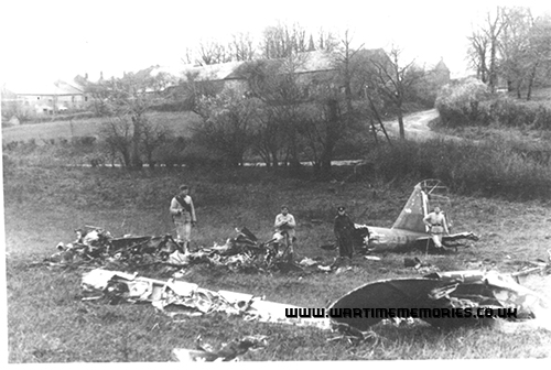 The crash site of his aircraft south of Bulson, France