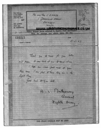 Field letter from Field Marshal Montgomery 1943