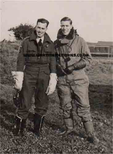 F.W.A Bickmore (right) and unknown colleague in flying suits