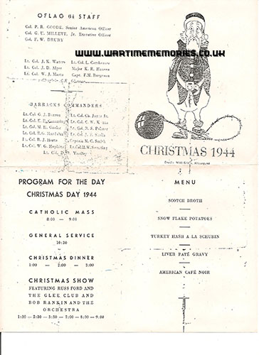 Oflag 64 Christmas menu, 1944