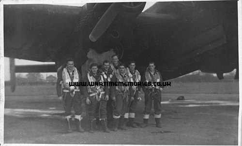 The full crew under their Halifax bomber