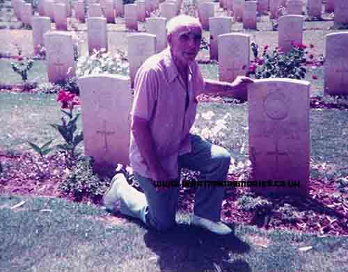 Joseph Platt visiting Francis Liddell's grave 1984