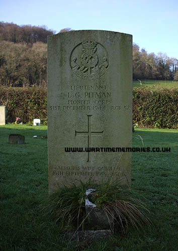 Lt. L.G. Pitman is buried in Dursley Cemetery, Glos.