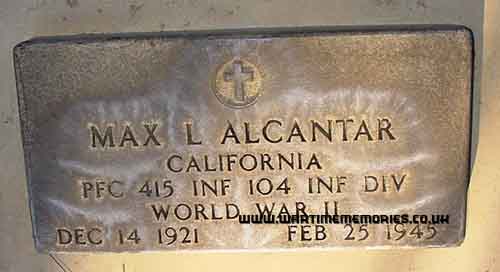 Grave marker for PFC Alcantar at Liberty Cemetery