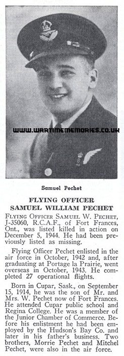 F/O Samuel Pechet, 428 Squadron, RCAF